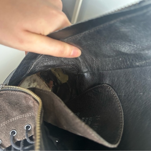 Brown Suede Italian Leather Combat Boots 38 - Picture 6 of 6